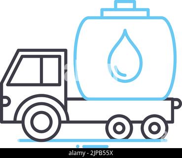 fuel truck line icon, outline symbol, vector illustration, concept sign Stock Vector