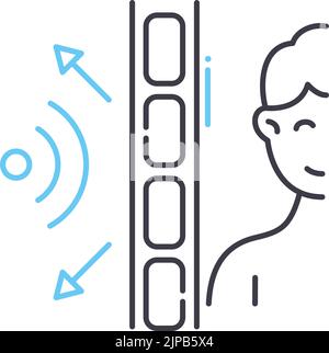 sound absorption line icon, outline symbol, vector illustration, concept sign Stock Vector
