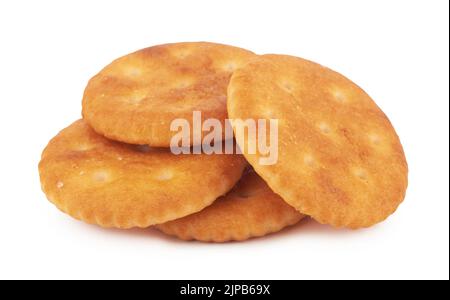 Round salted snack cracker isolated on white background Stock Photo
