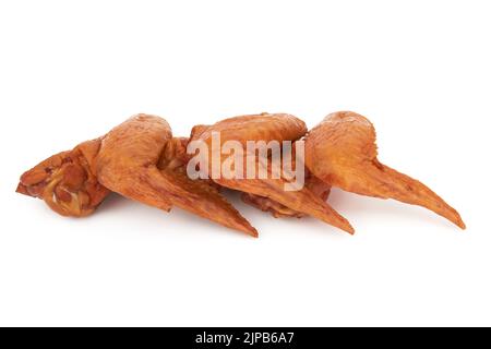 Smoked chicken wings isolated on a white background Stock Photo