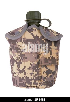 Army water canteen isolated on a white background