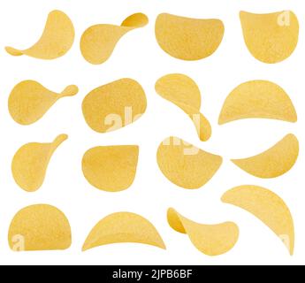 Potato chips isolated on white background Stock Photo