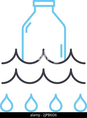 pour down the river line icon, outline symbol, vector illustration, concept sign Stock Vector