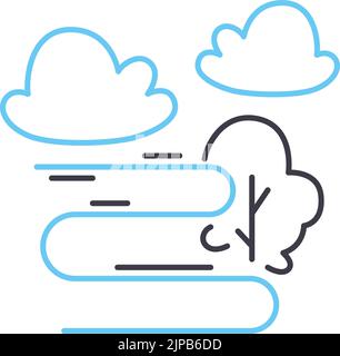 foggy line icon, outline symbol, vector illustration, concept sign Stock Vector