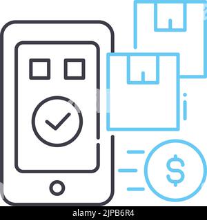 mobile payments line icon, outline symbol, vector illustration, concept sign Stock Vector