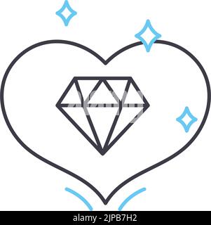 vip heart line icon, outline symbol, vector illustration, concept sign Stock Vector