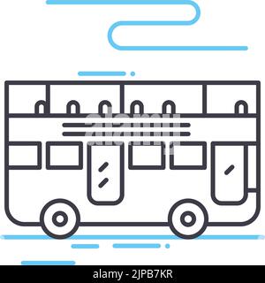 touristic bus line icon, outline symbol, vector illustration, concept sign Stock Vector