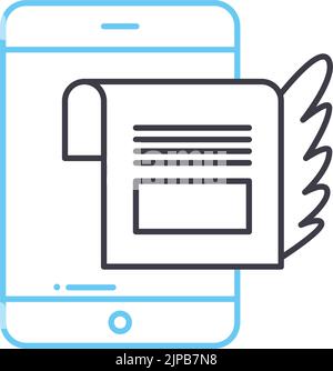 news feed line icon, outline symbol, vector illustration, concept sign Stock Vector