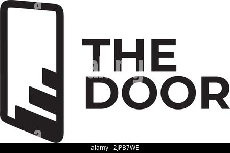 the door and stair icon vector logo design Stock Vector