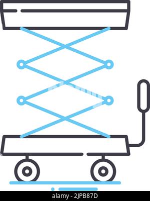 scissor lift line icon, outline symbol, vector illustration, concept sign Stock Vector