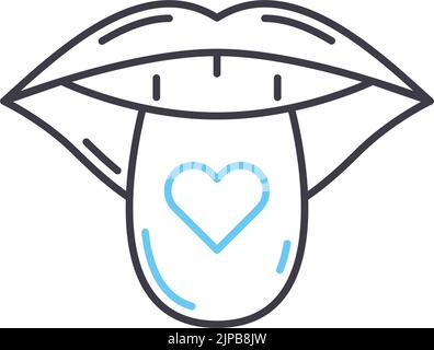 tongue tattoo line icon, outline symbol, vector illustration, concept sign Stock Vector