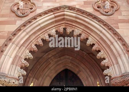 Hereford Cathedral details, Hereford City Centre, Herefordshire, England, UK, HR1 2NG Stock Photo