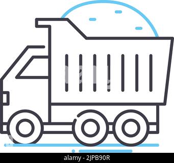 heavy truck line icon, outline symbol, vector illustration, concept sign Stock Vector