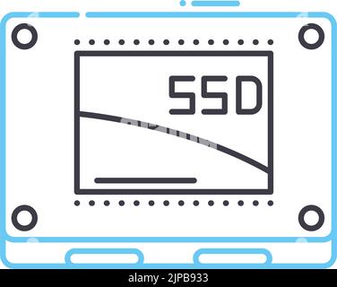 ssd drive line icon, outline symbol, vector illustration, concept sign Stock Vector