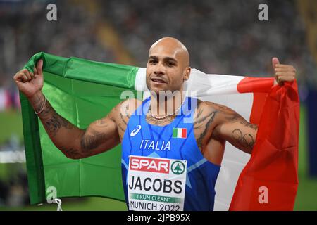 Lamont Marcell Jacobs (Italy) winning the men's 100m gold medal at ...