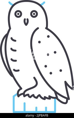 snowy owl line icon, outline symbol, vector illustration, concept sign Stock Vector