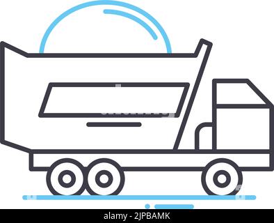 sand dump truck line icon, outline symbol, vector illustration, concept sign Stock Vector