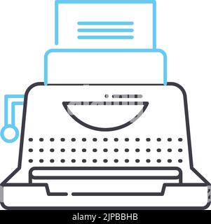 typewriter line icon, outline symbol, vector illustration, concept sign Stock Vector
