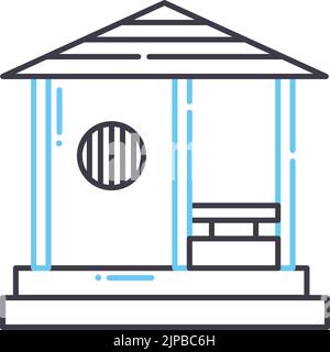 japanese pavilion line icon, outline symbol, vector illustration, concept sign Stock Vector