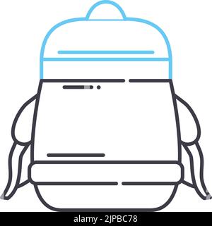 hiking backpack line icon, outline symbol, vector illustration, concept sign Stock Vector