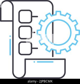 implementation planning line icon, outline symbol, vector illustration, concept sign Stock Vector