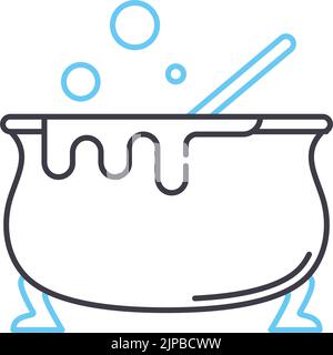 witch magic pot line icon, outline symbol, vector illustration, concept sign Stock Vector