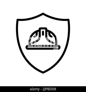 Foreman hard hat icon with shield. icon related to construction, job security, labor day. Line icon style. Simple design editable Stock Vector