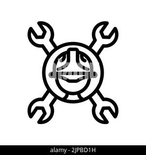 Head foreman icon with double wrench. icon related to construction, labor day. Line icon style. Simple design editable Stock Vector