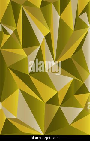 Abstract polygonal geometric background with triangles in different shades of green. Elegant modern design in yellowish green autumn tones. Stock Photo