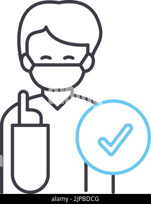 mandatory mask line icon, outline symbol, vector illustration, concept sign Stock Vector