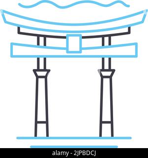 nijo castle line icon, outline symbol, vector illustration, concept sign Stock Vector