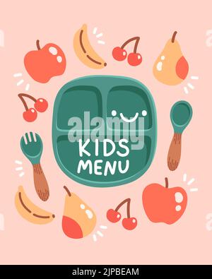 Cute colorful kids meal menu design vector Stock Vector