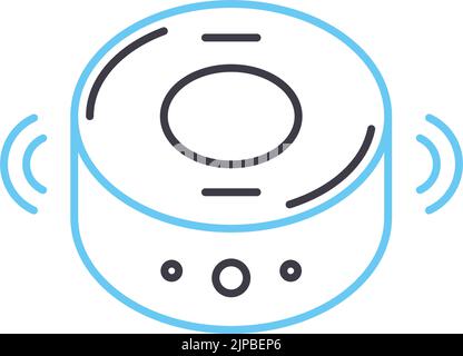 vacuum cleaner robot line icon, outline symbol, vector illustration, concept sign Stock Vector