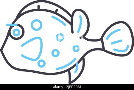 puffer fish line icon, outline symbol, vector illustration, concept sign Stock Vector