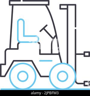 forklift crane line icon, outline symbol, vector illustration, concept sign Stock Vector