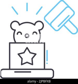 hit the mole line icon, outline symbol, vector illustration, concept sign Stock Vector
