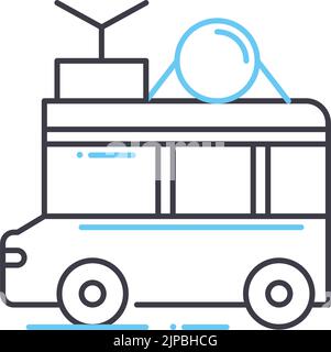 tour bus line icon, outline symbol, vector illustration, concept sign Stock Vector