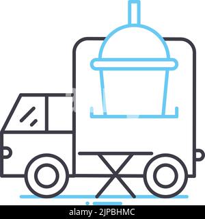 smoothie truck line icon, outline symbol, vector illustration, concept sign Stock Vector