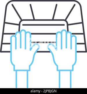 glove goal line icon, outline symbol, vector illustration, concept sign Stock Vector