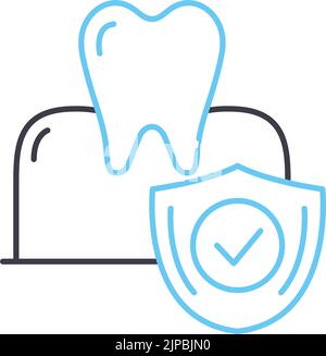 strong tooth line icon, outline symbol, vector illustration, concept sign Stock Vector