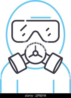 gas mask line icon, outline symbol, vector illustration, concept sign Stock Vector