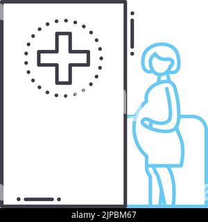 pregnancy hospital line icon, outline symbol, vector illustration, concept sign Stock Vector