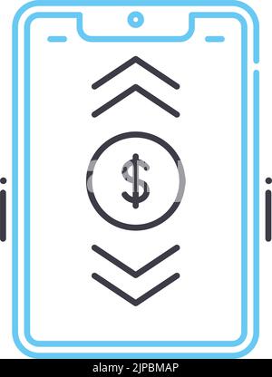 money transfer app line icon, outline symbol, vector illustration, concept sign Stock Vector