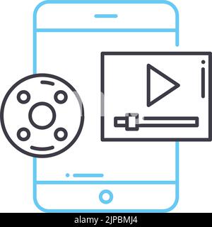 video clip line icon, outline symbol, vector illustration, concept sign Stock Vector