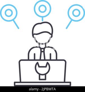 outsourcing line icon, outline symbol, vector illustration, concept sign Stock Vector