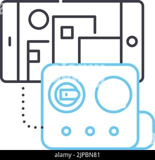 remote with smartphone line icon, outline symbol, vector illustration, concept sign Stock Vector