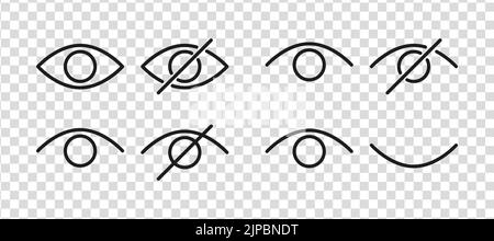 Password hidding icons set. Icons for data privacy and sensitive content mark. Outline vector illustration in transparent background Stock Vector