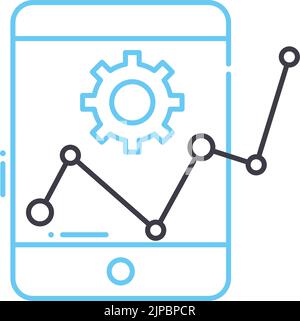 online graph up line icon, outline symbol, vector illustration, concept sign Stock Vector