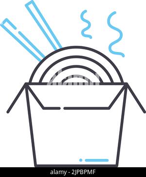 instant noodles line icon, outline symbol, vector illustration, concept sign Stock Vector