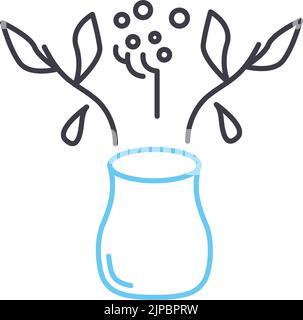 flower vase line icon, outline symbol, vector illustration, concept sign Stock Vector